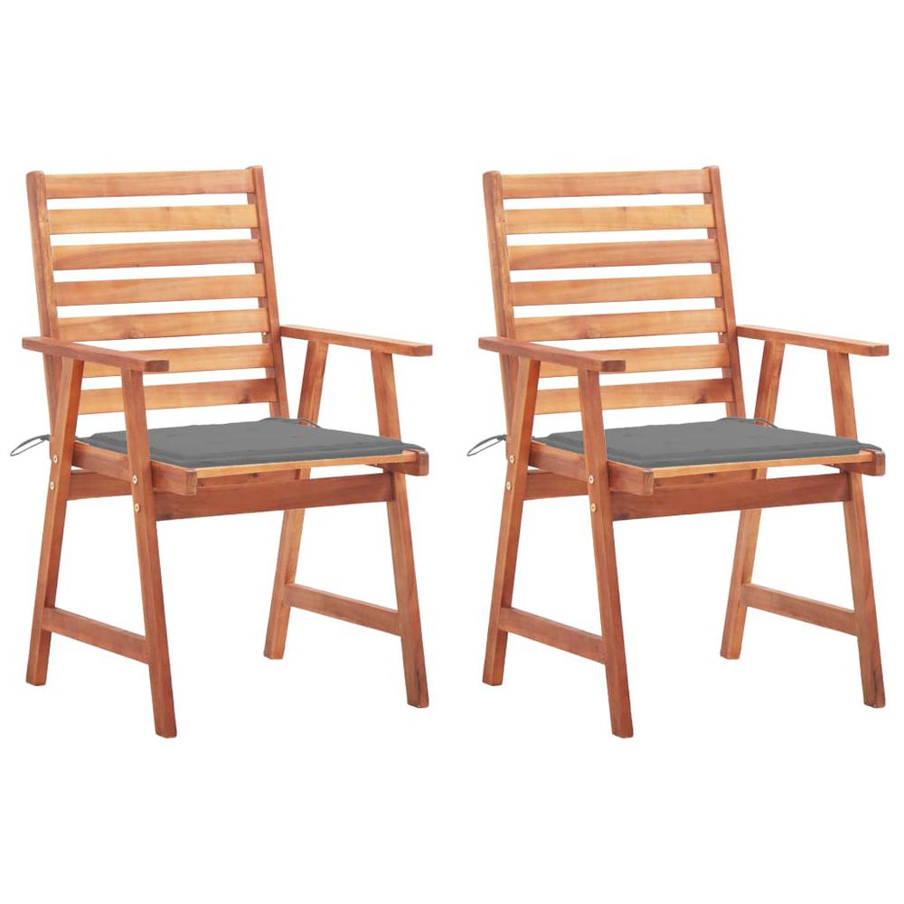 vidaXL Outdoor Dining Chairs 2 pcs with Cushions Solid Acacia Wood 4321