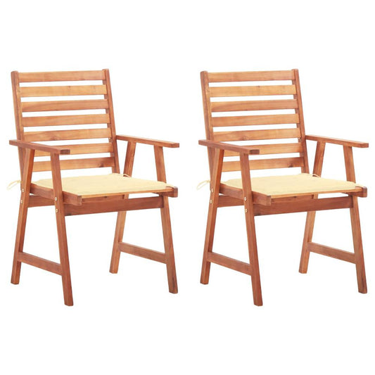 vidaXL Outdoor Dining Chairs 2 pcs with Cushions Solid Acacia Wood 4322