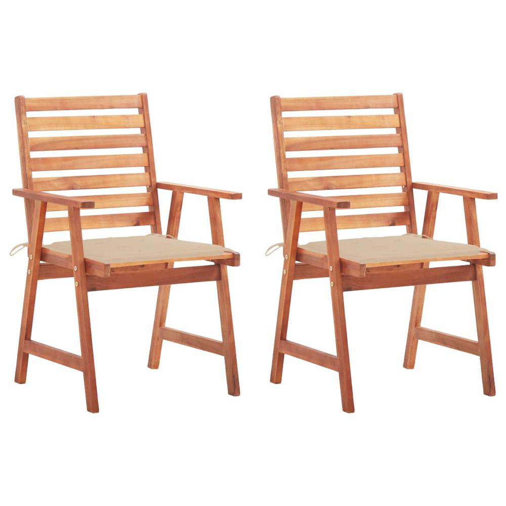 vidaXL Outdoor Dining Chairs 2 pcs with Cushions Solid Acacia Wood 4323