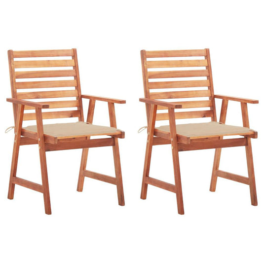 vidaXL Outdoor Dining Chairs 2 pcs with Cushions Solid Acacia Wood 4323