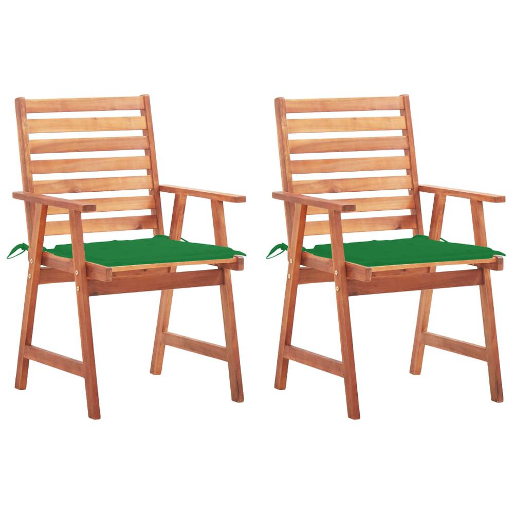 vidaXL Outdoor Dining Chairs 2 pcs with Cushions Solid Acacia Wood 4325