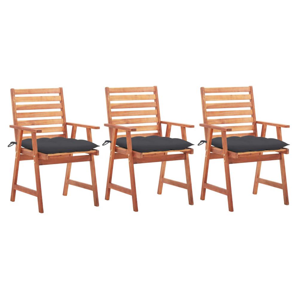 vidaXL Outdoor Dining Chairs 3 pcs with Cushions Solid Acacia Wood 4362