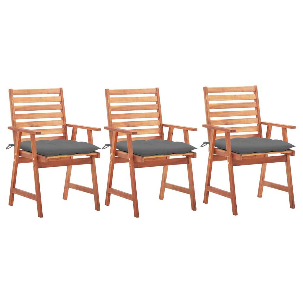 vidaXL Outdoor Dining Chairs 3 pcs with Cushions Solid Acacia Wood 4363