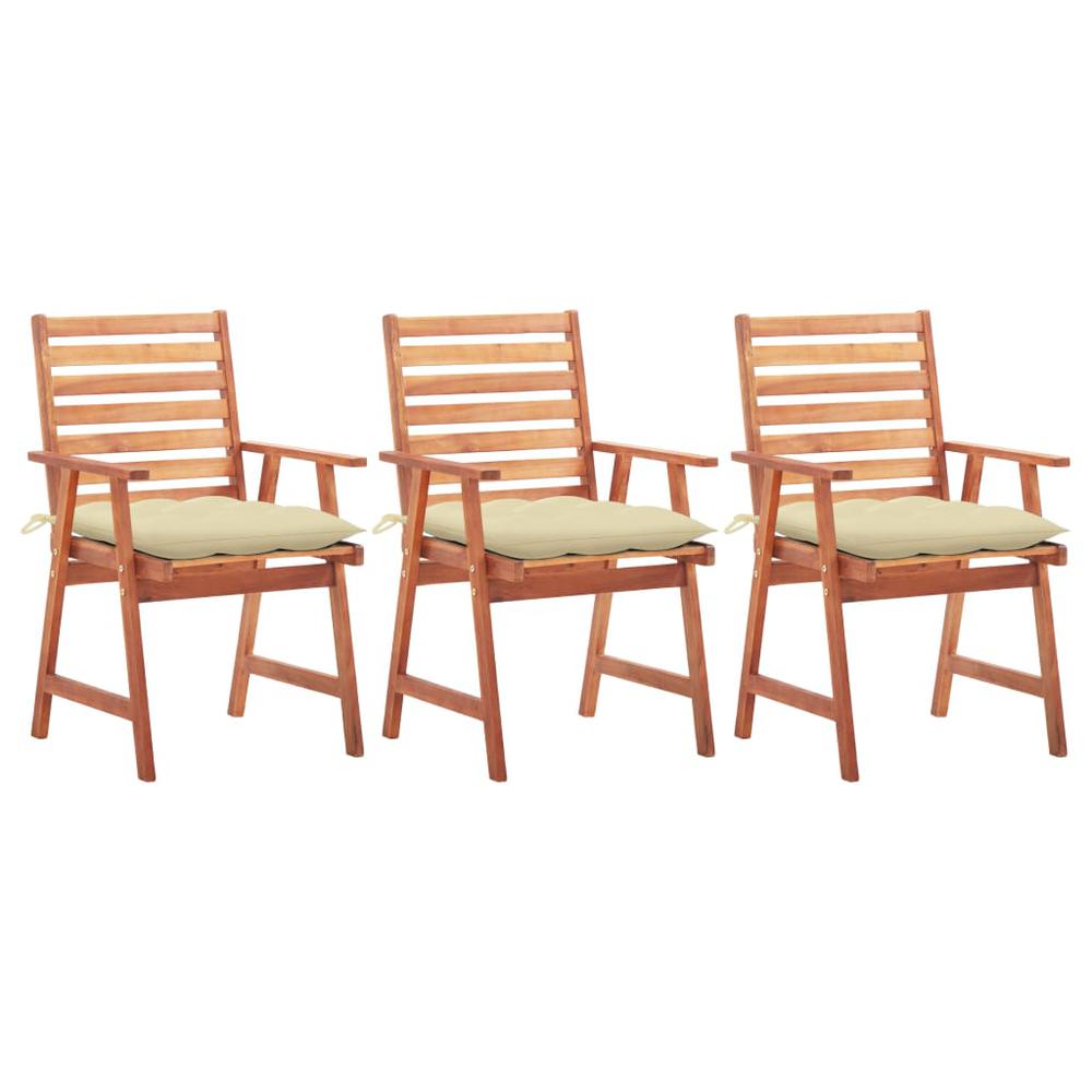 vidaXL Outdoor Dining Chairs 3 pcs with Cushions Solid Acacia Wood 4364