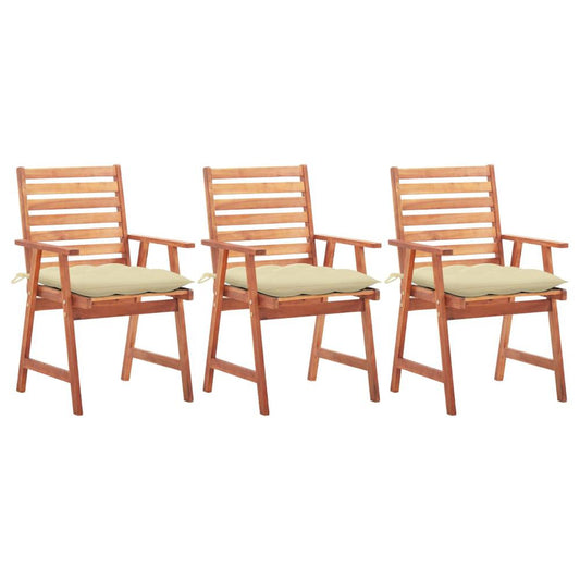 vidaXL Outdoor Dining Chairs 3 pcs with Cushions Solid Acacia Wood 4364