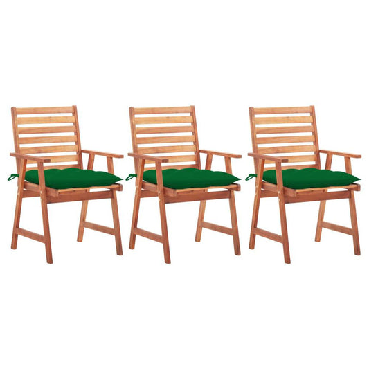 vidaXL Outdoor Dining Chairs 3 pcs with Cushions Solid Acacia Wood 4367