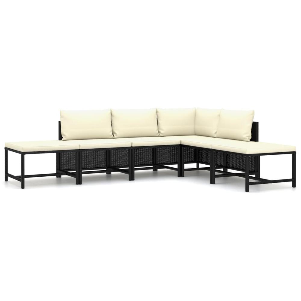 vidaXL 6 Piece Garden Lounge Set with Cushions Poly Rattan Black 9789