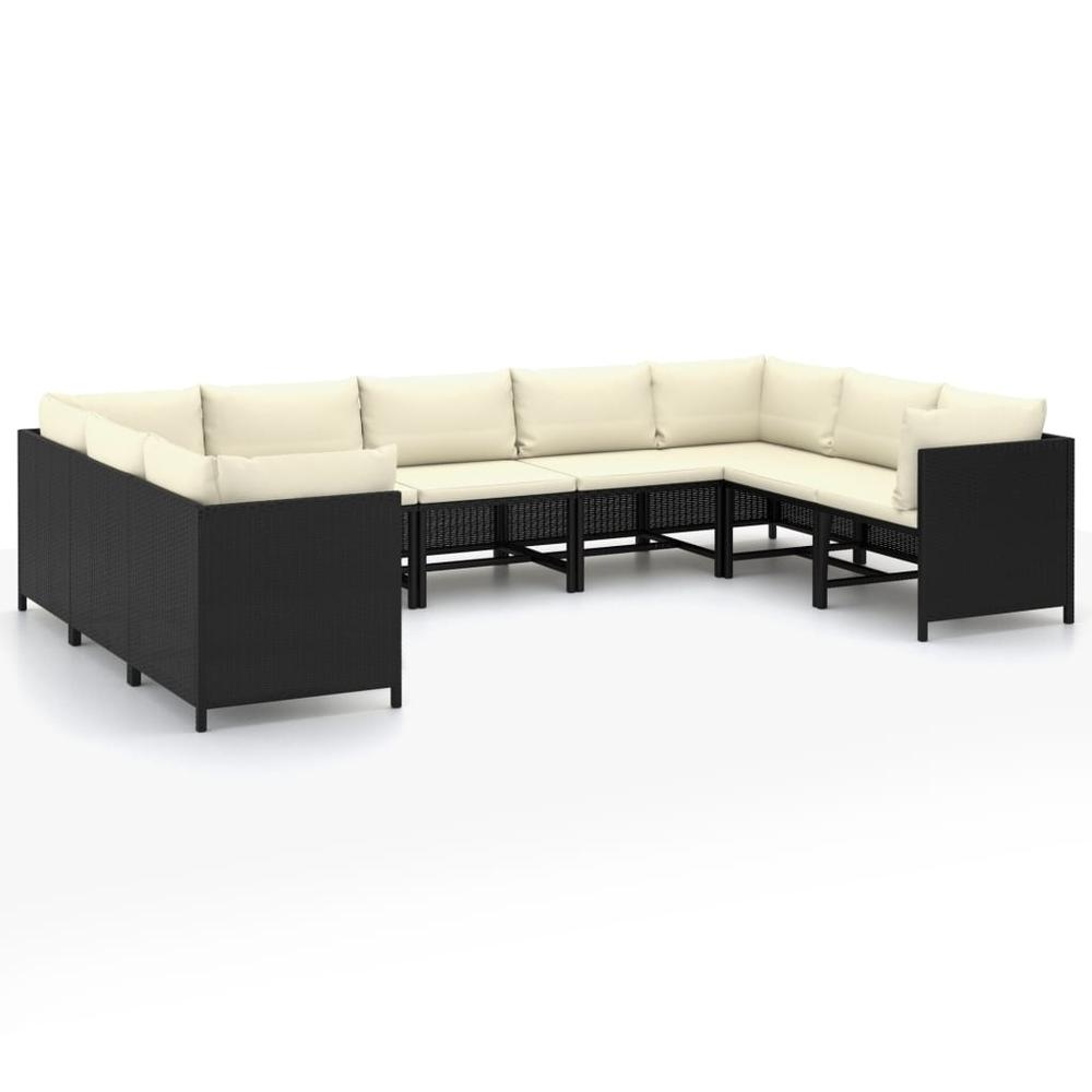 vidaXL 9 Piece Garden Lounge Set with Cushions Poly Rattan Black 9794