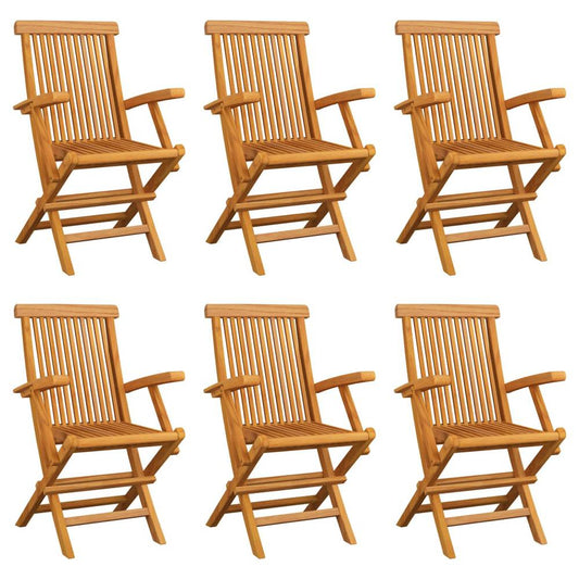 vidaXL Folding Garden Chairs 6 pcs Solid Teak Wood 5529