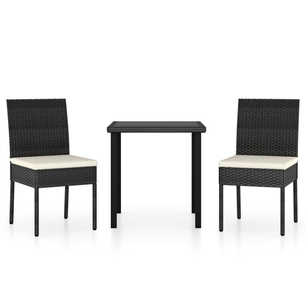 vidaXL 3 Piece Garden Dining Set Poly Rattan Black 5693