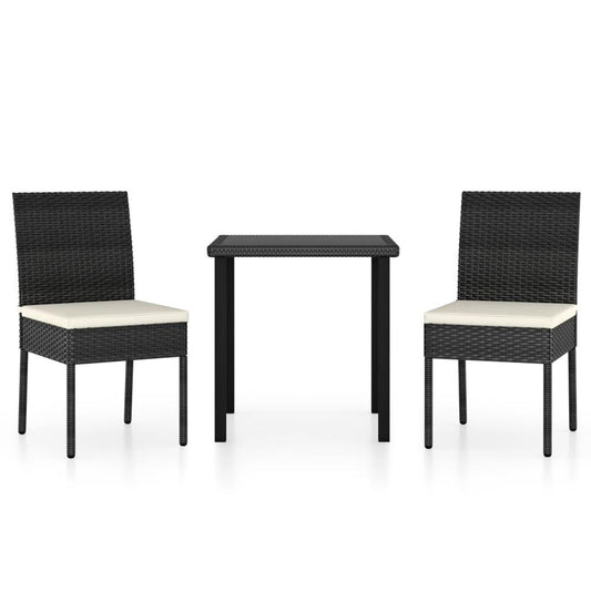 vidaXL 3 Piece Garden Dining Set Poly Rattan Black 5693