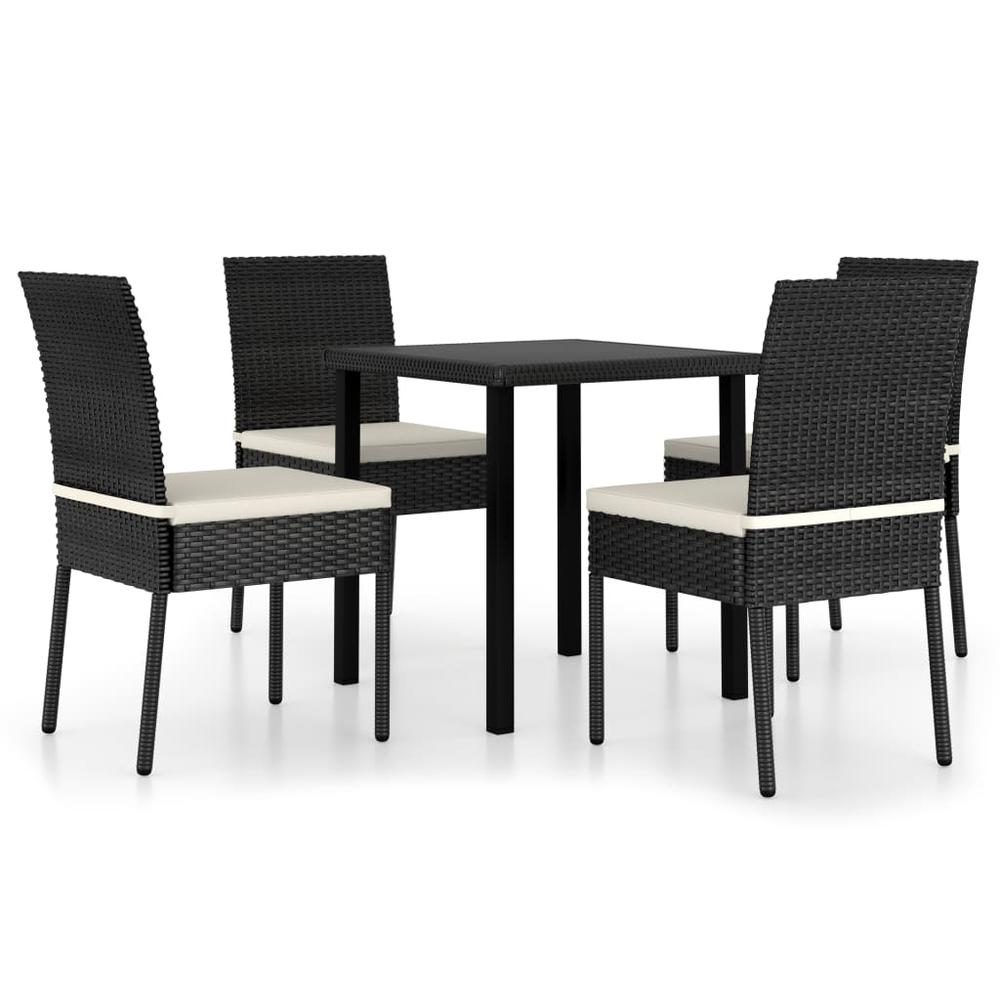 vidaXL 5 Piece Garden Dining Set Poly Rattan Black 5694