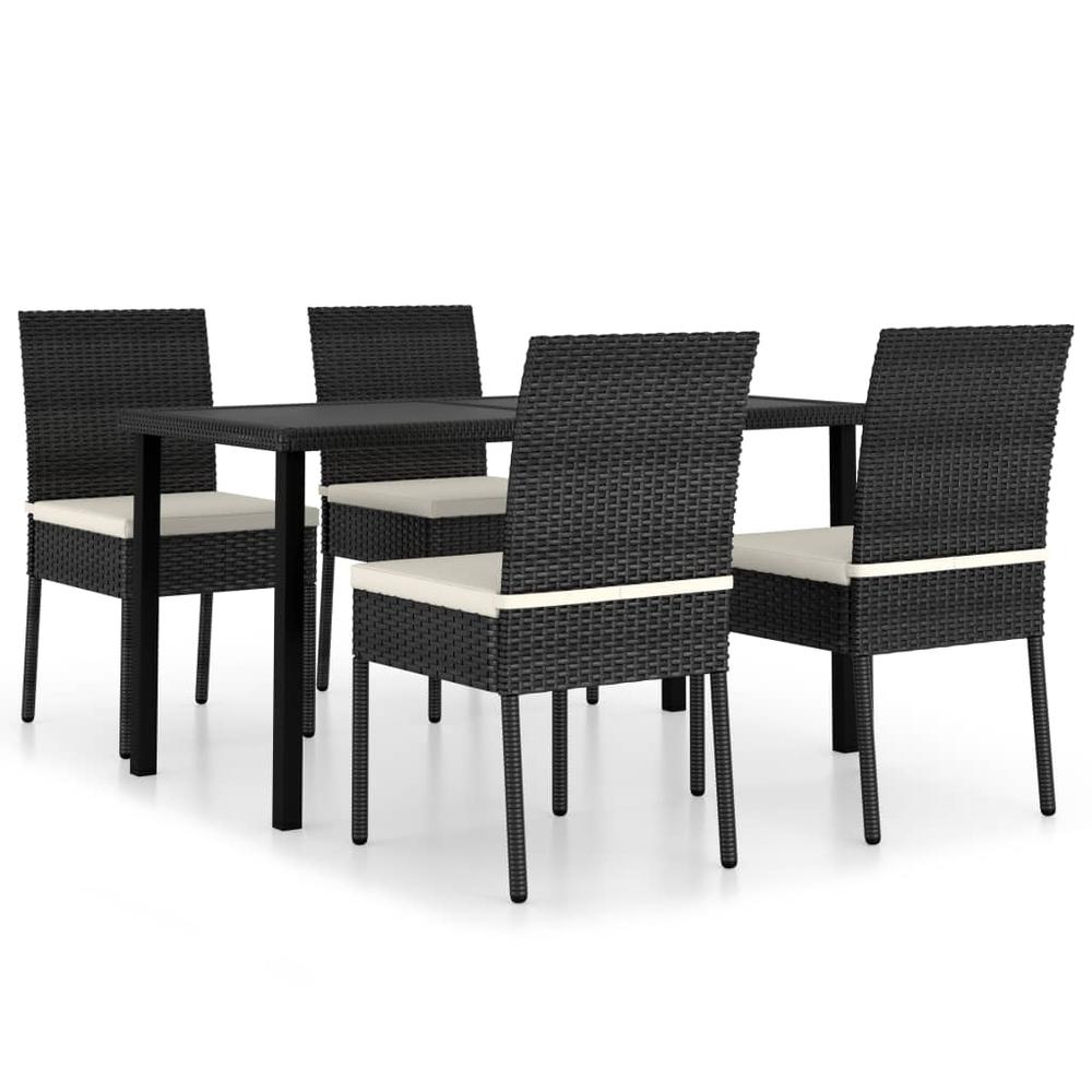 vidaXL 5 Piece Garden Dining Set Poly Rattan Black 5695