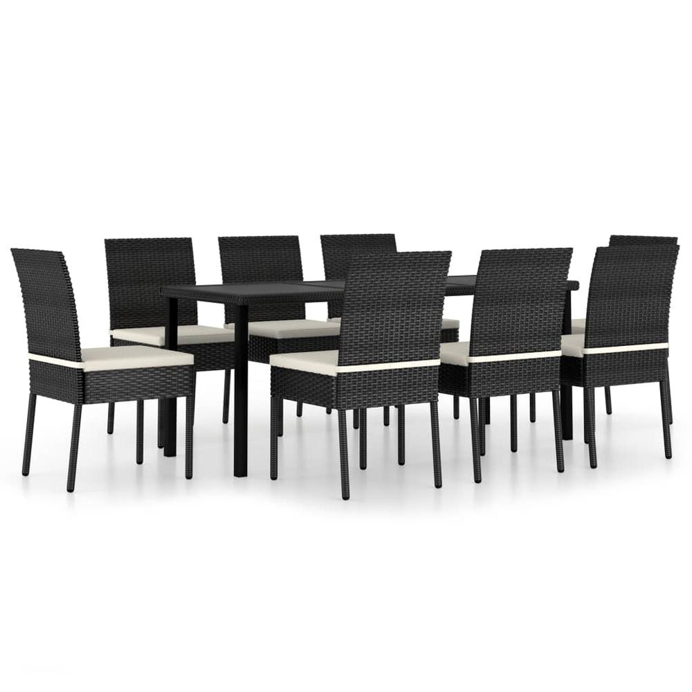 vidaXL 9 Piece Garden Dining Set Poly Rattan Black 5698