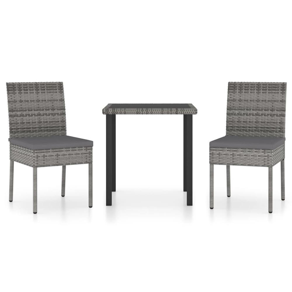 vidaXL 3 Piece Garden Dining Set Poly Rattan Gray 5699