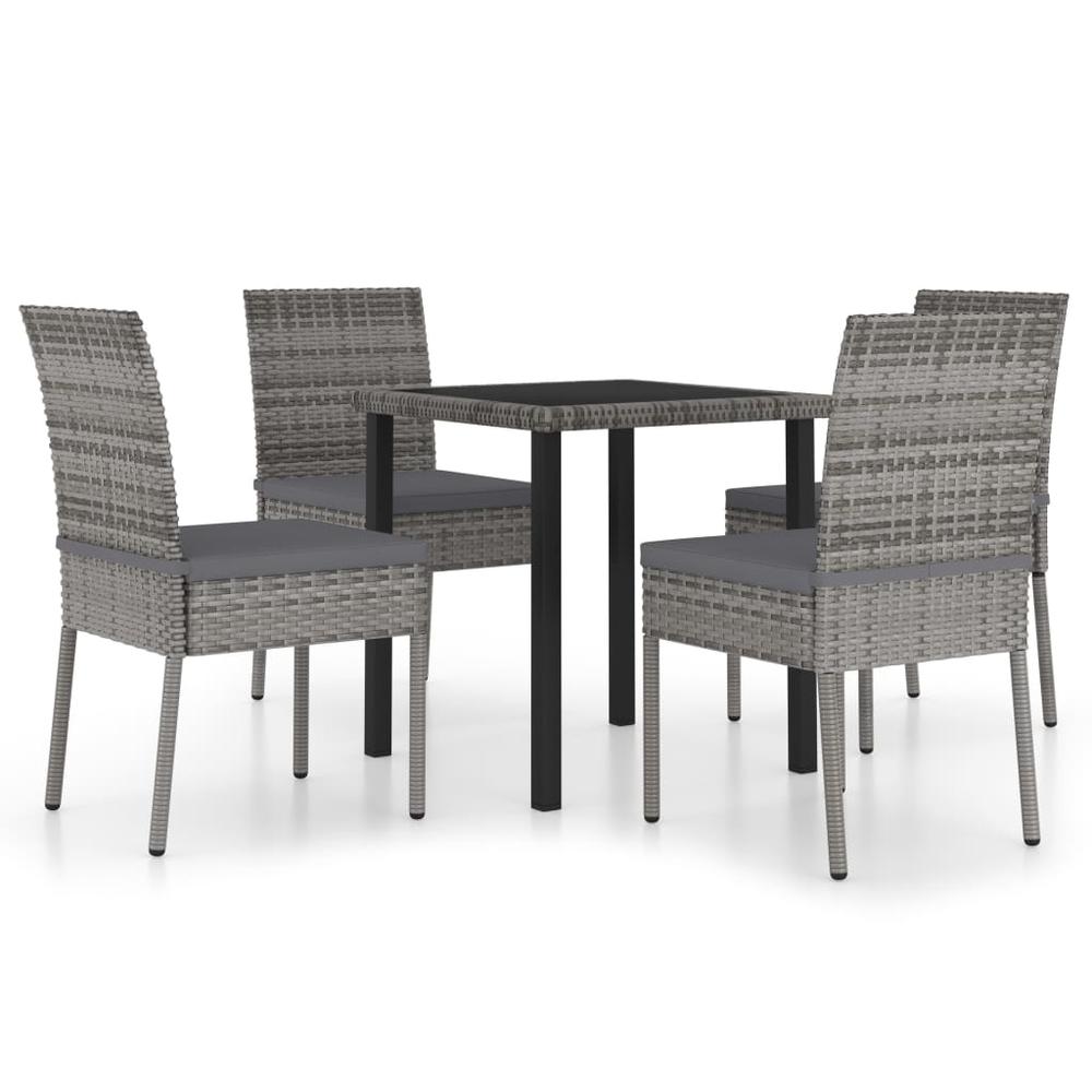 vidaXL 5 Piece Garden Dining Set Poly Rattan Gray 5700