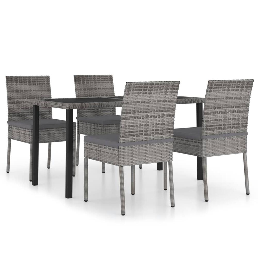 vidaXL 5 Piece Garden Dining Set Poly Rattan Gray 5701