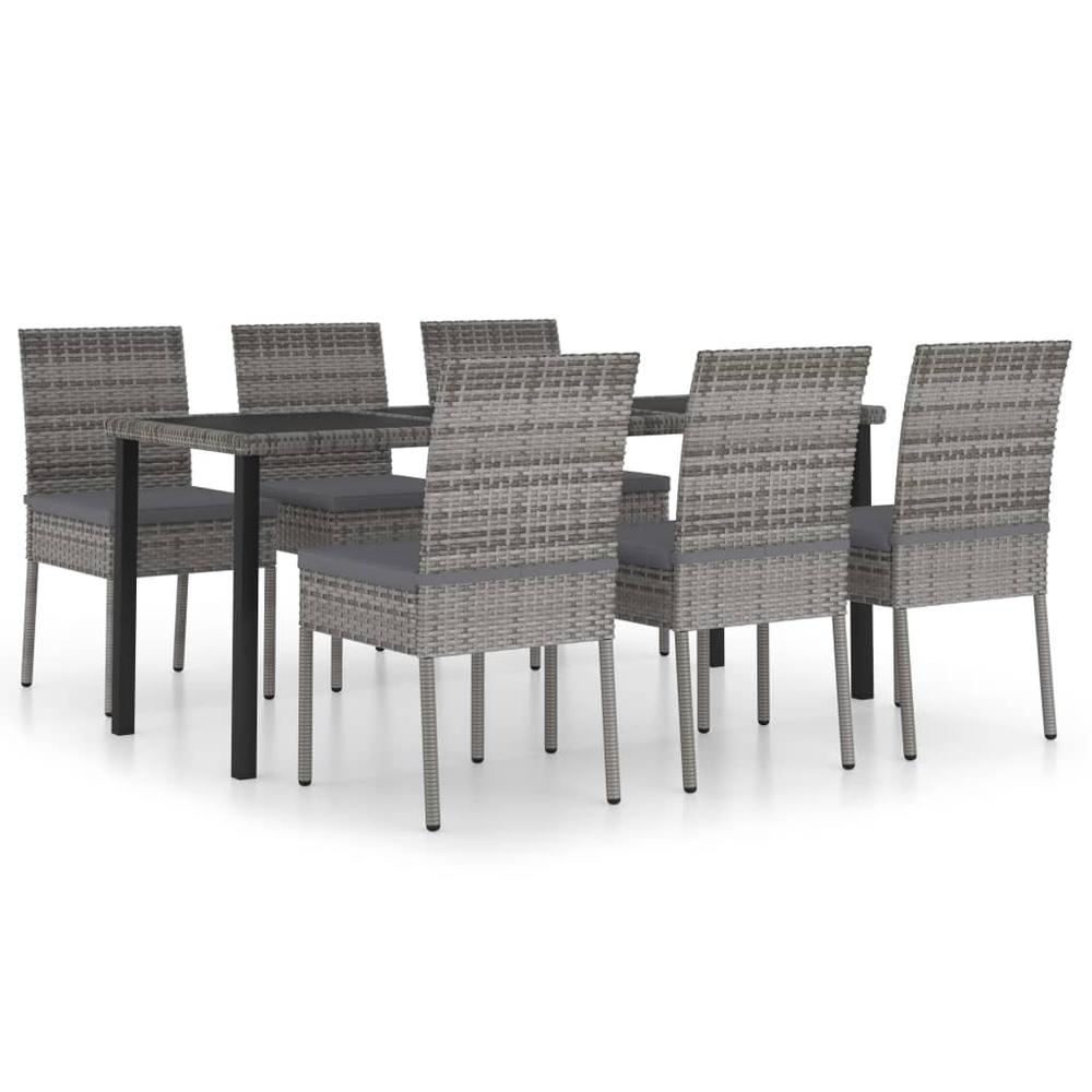 vidaXL 7 Piece Garden Dining Set Poly Rattan Gray 5703