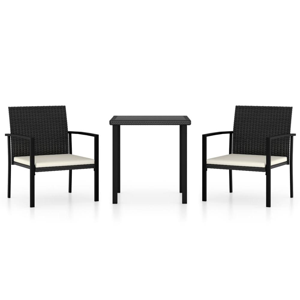 vidaXL 3 Piece Garden Dining Set Poly Rattan Black 5705