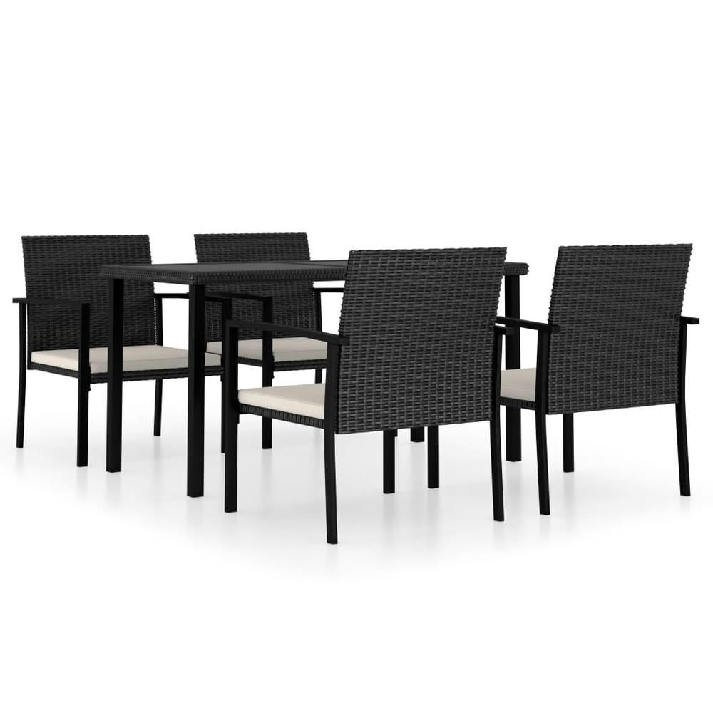 vidaXL 5 Piece Garden Dining Set Poly Rattan Black 5707