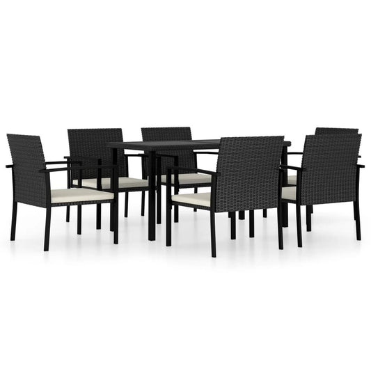 vidaXL 7 Piece Garden Dining Set Poly Rattan Black 5708