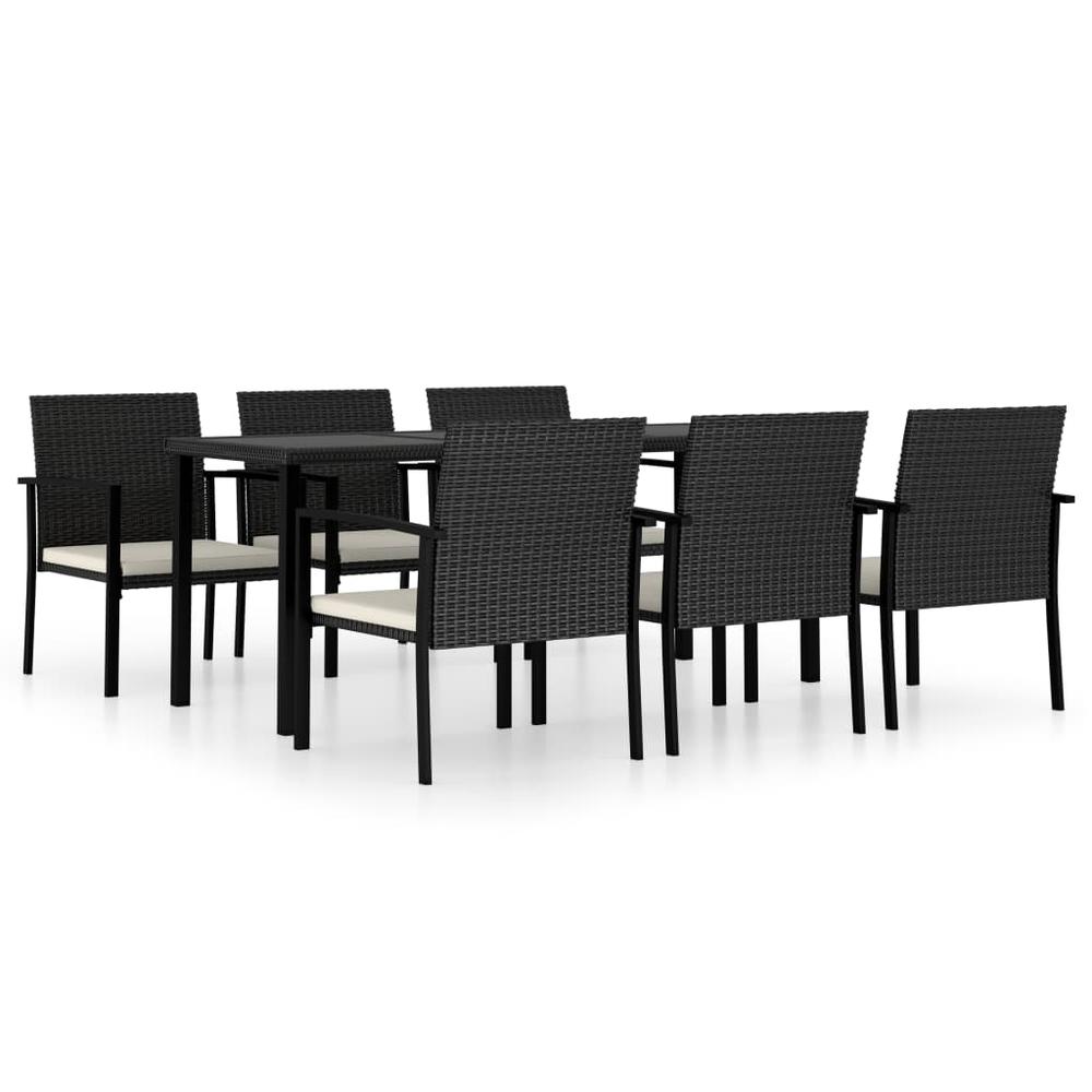 vidaXL 7 Piece Garden Dining Set Poly Rattan Black 5709