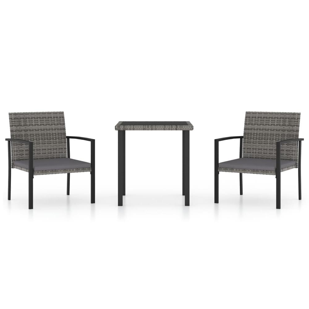 vidaXL 3 Piece Garden Dining Set Poly Rattan Gray 5711