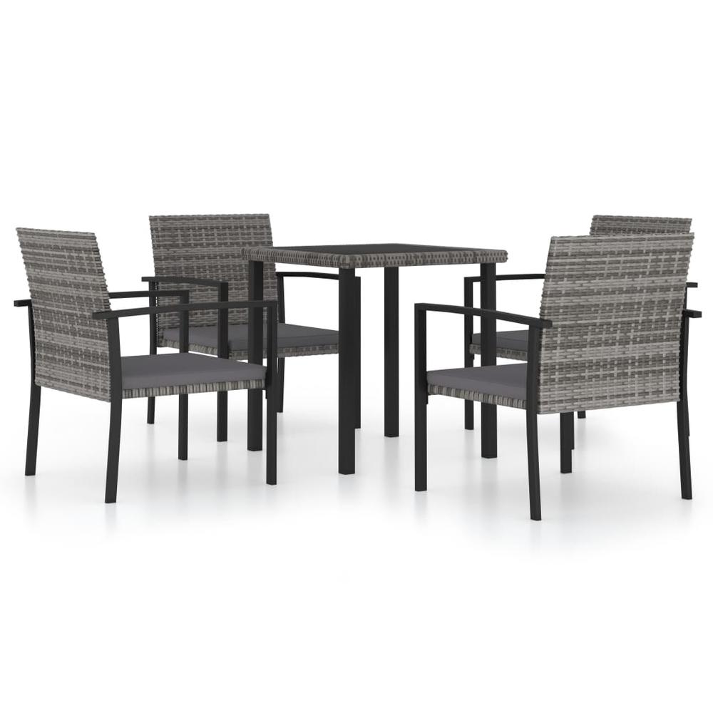 vidaXL 5 Piece Garden Dining Set Poly Rattan Gray 5712