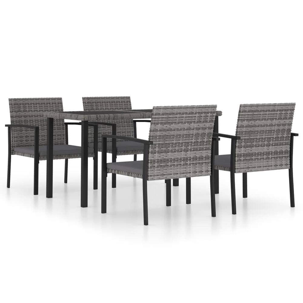 vidaXL 5 Piece Garden Dining Set Poly Rattan Gray 5713