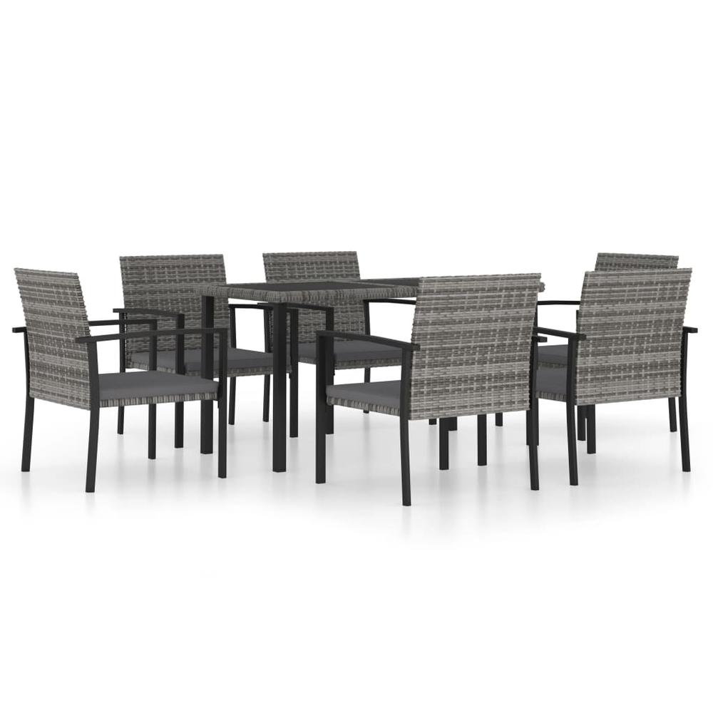 vidaXL 7 Piece Garden Dining Set Poly Rattan Gray 5714