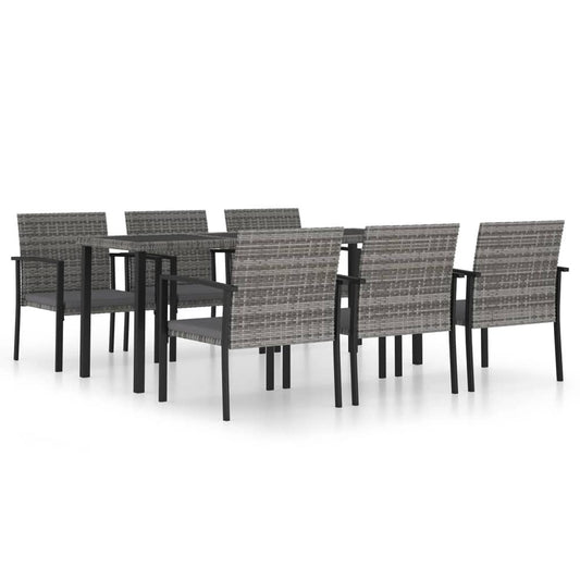 vidaXL 7 Piece Garden Dining Set Poly Rattan Gray 5715