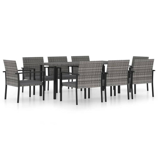 vidaXL 9 Piece Garden Dining Set Poly Rattan Gray 5716