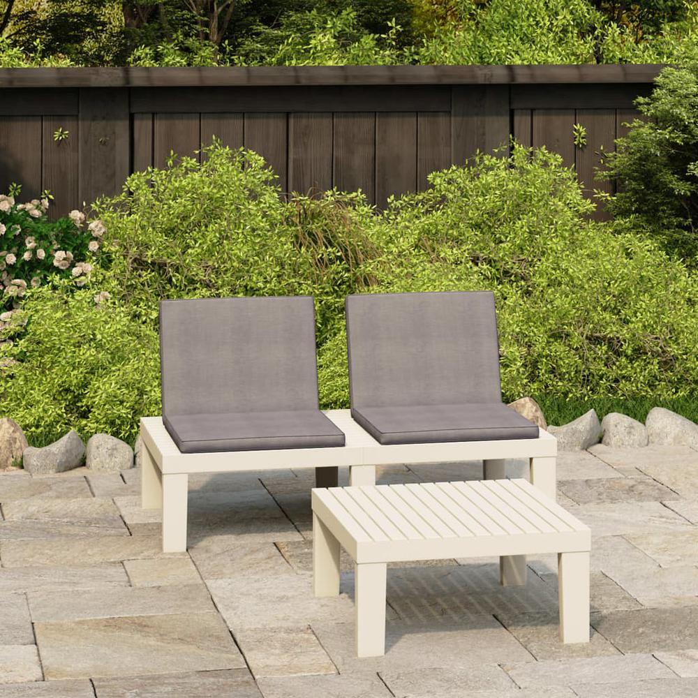 vidaXL 2 Piece Garden Lounge Set with Cushions Plastic White 5852