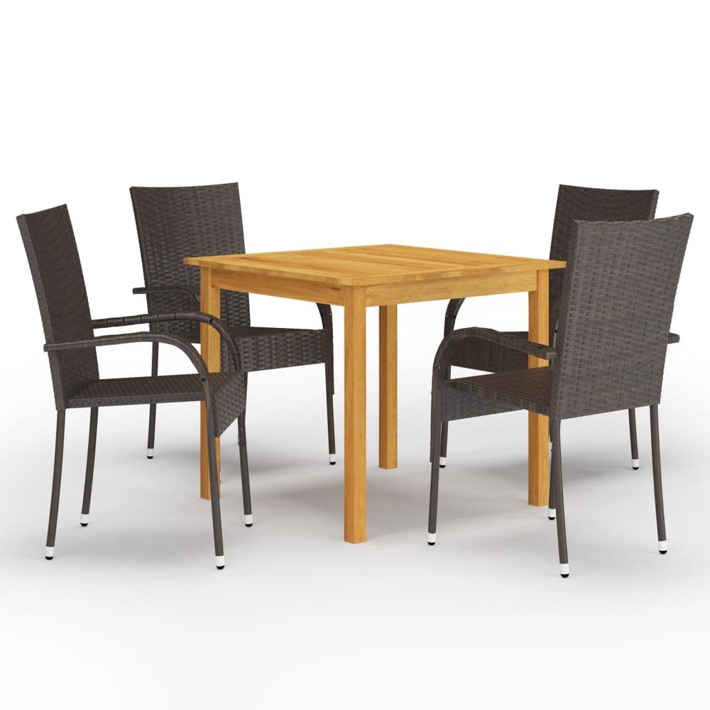 vidaXL 5 Piece Garden Dining Set Brown 7692