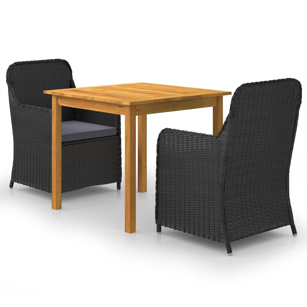 vidaXL 3 Piece Garden Dining Set Black 7722