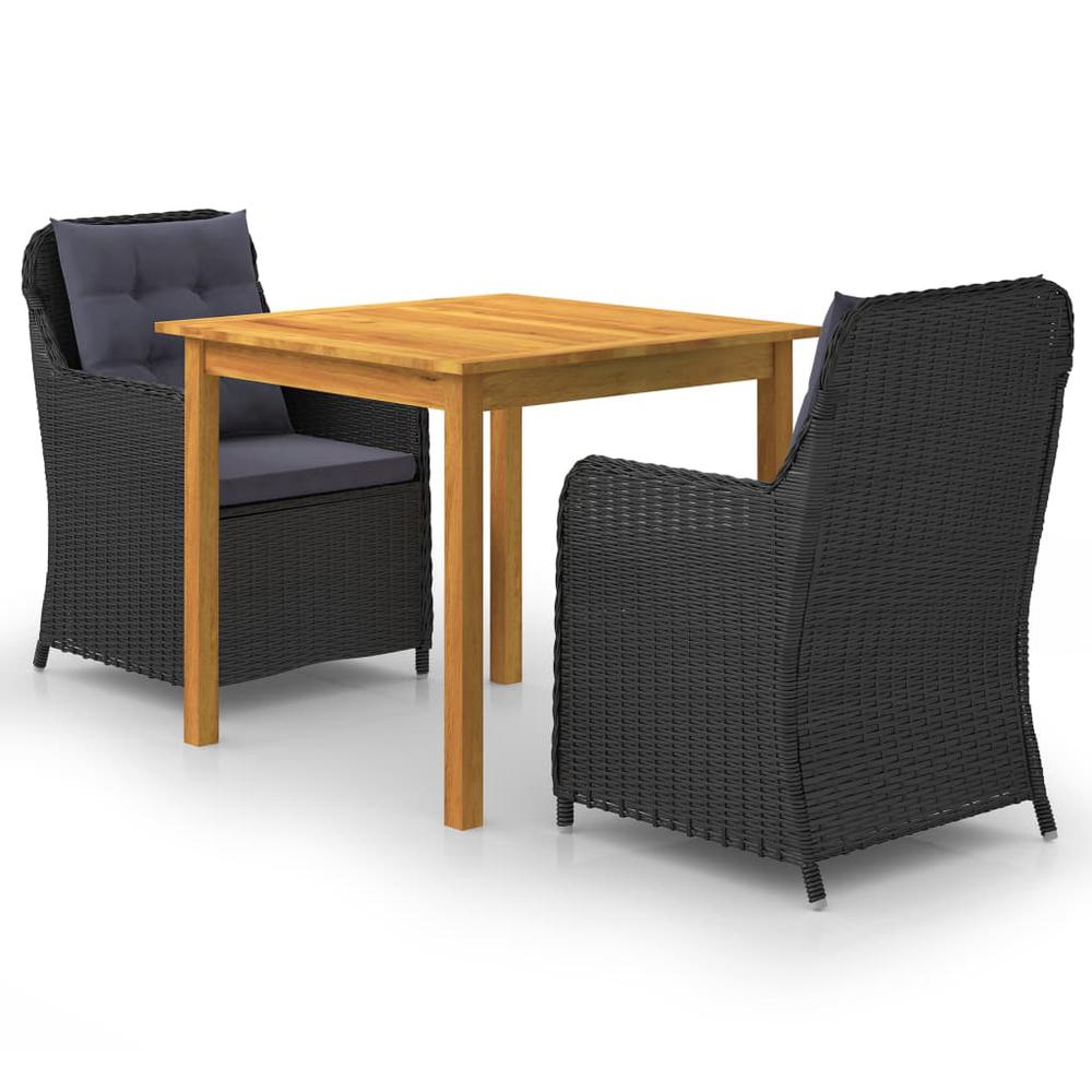 vidaXL 3 Piece Garden Dining Set Black 7725