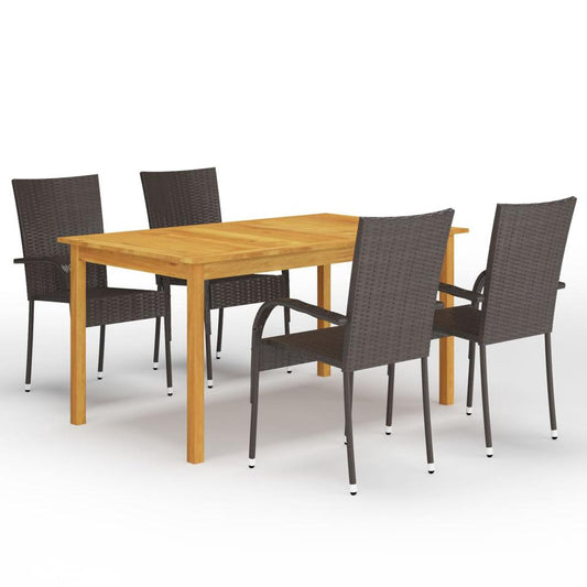 vidaXL 5 Piece Garden Dining Set Brown 7783