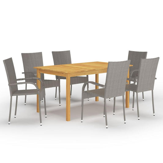 vidaXL 7 Piece Garden Dining Set Gray 7788