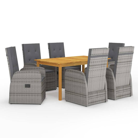 vidaXL 7 Piece Garden Dining Set Gray 7812