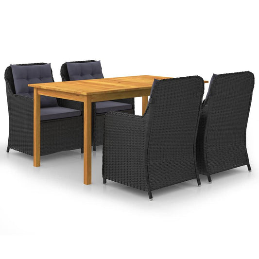 vidaXL 5 Piece Garden Dining Set Black 7819