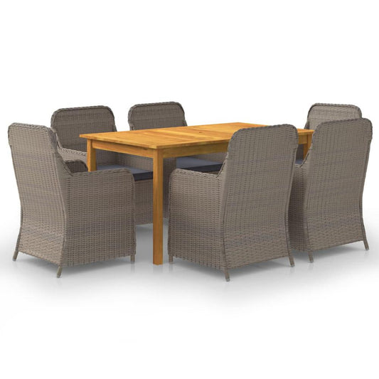 vidaXL 7 Piece Garden Dining Set Brown 7821