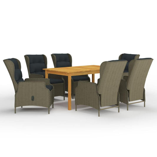 vidaXL 7 Piece Garden Dining Set Brown 7843