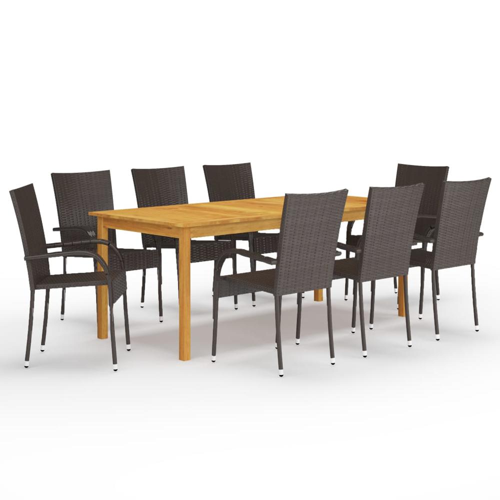 vidaXL 9 Piece Garden Dining Set Brown 7880