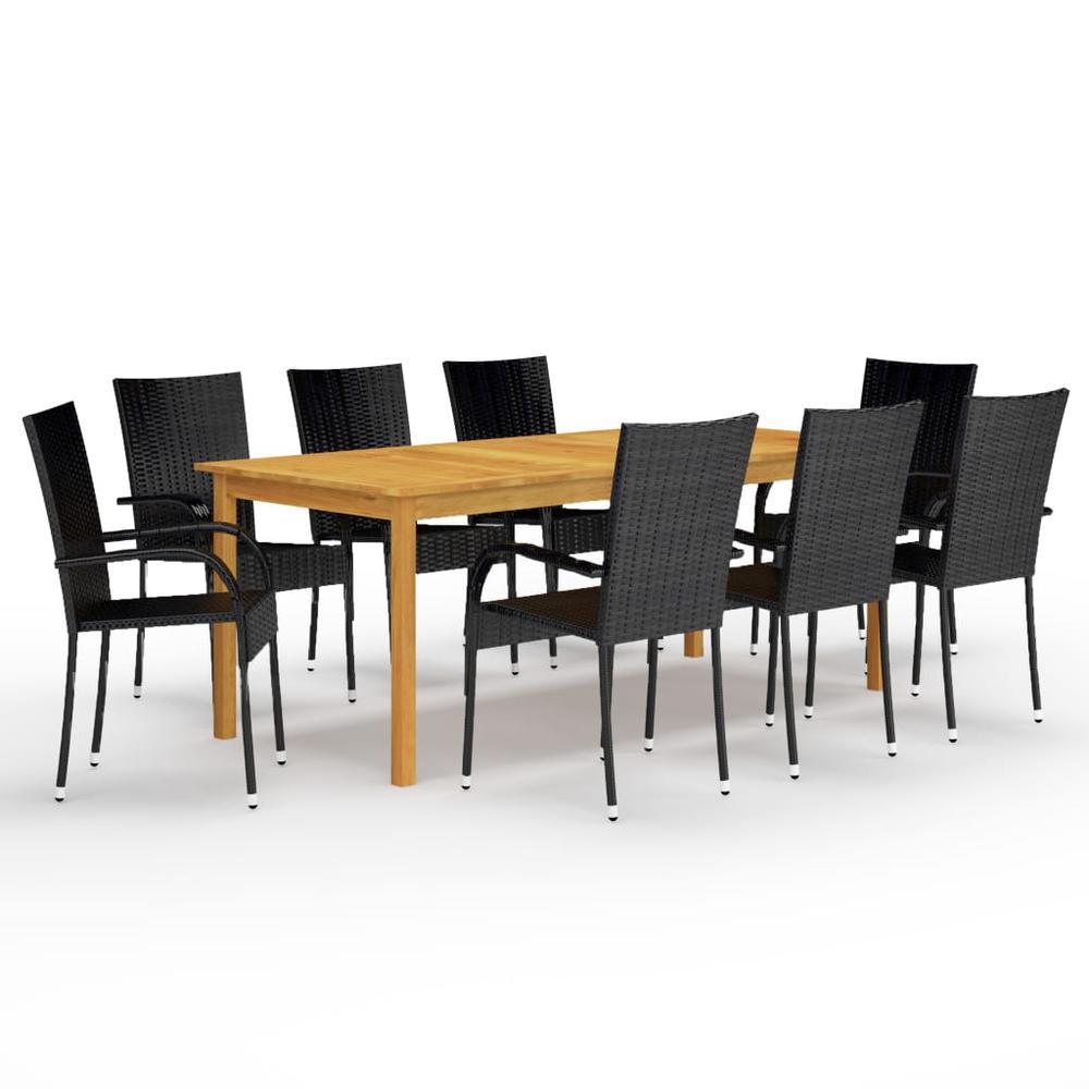 vidaXL 9 Piece Garden Dining Set Black 7881