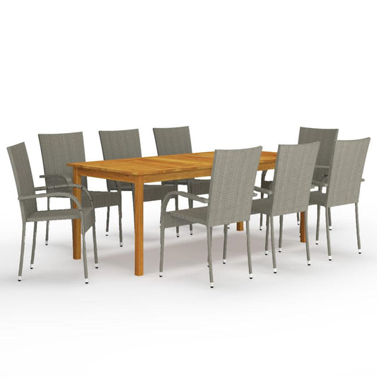 vidaXL 9 Piece Garden Dining Set Gray 7882