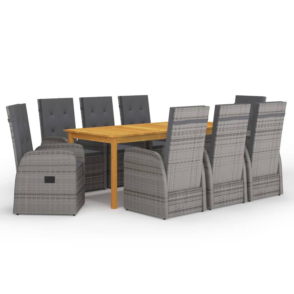 vidaXL 9 Piece Garden Dining Set Gray 7904