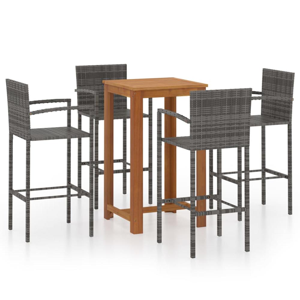 vidaXL 5 Piece Garden Bar Set Gray 7989