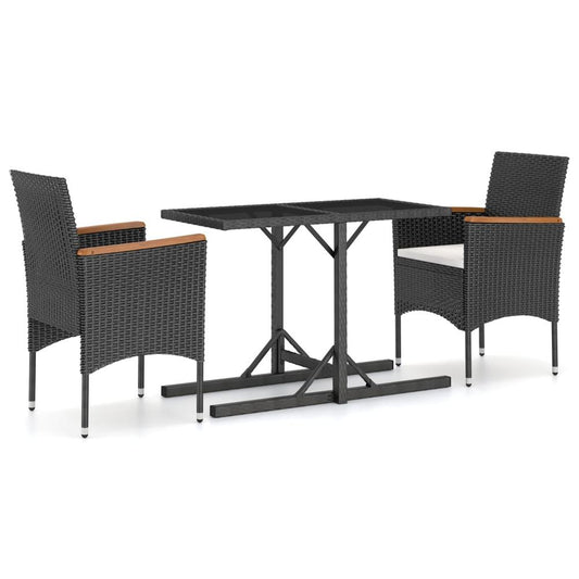 vidaXL 3 Piece Garden Dining Set Black 2437