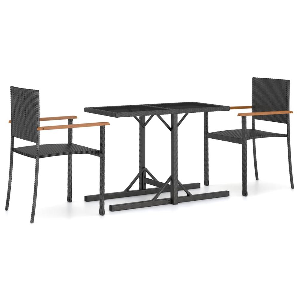 vidaXL 3 Piece Garden Dining Set Black 2442