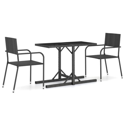 vidaXL 3 Piece Garden Dining Set Black 2443